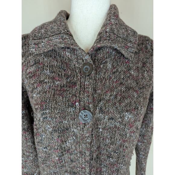 Liz Claiborne Women’s 2-Button Cardigan Sweater Heather Brown Size Medium - Picture 2 of 10